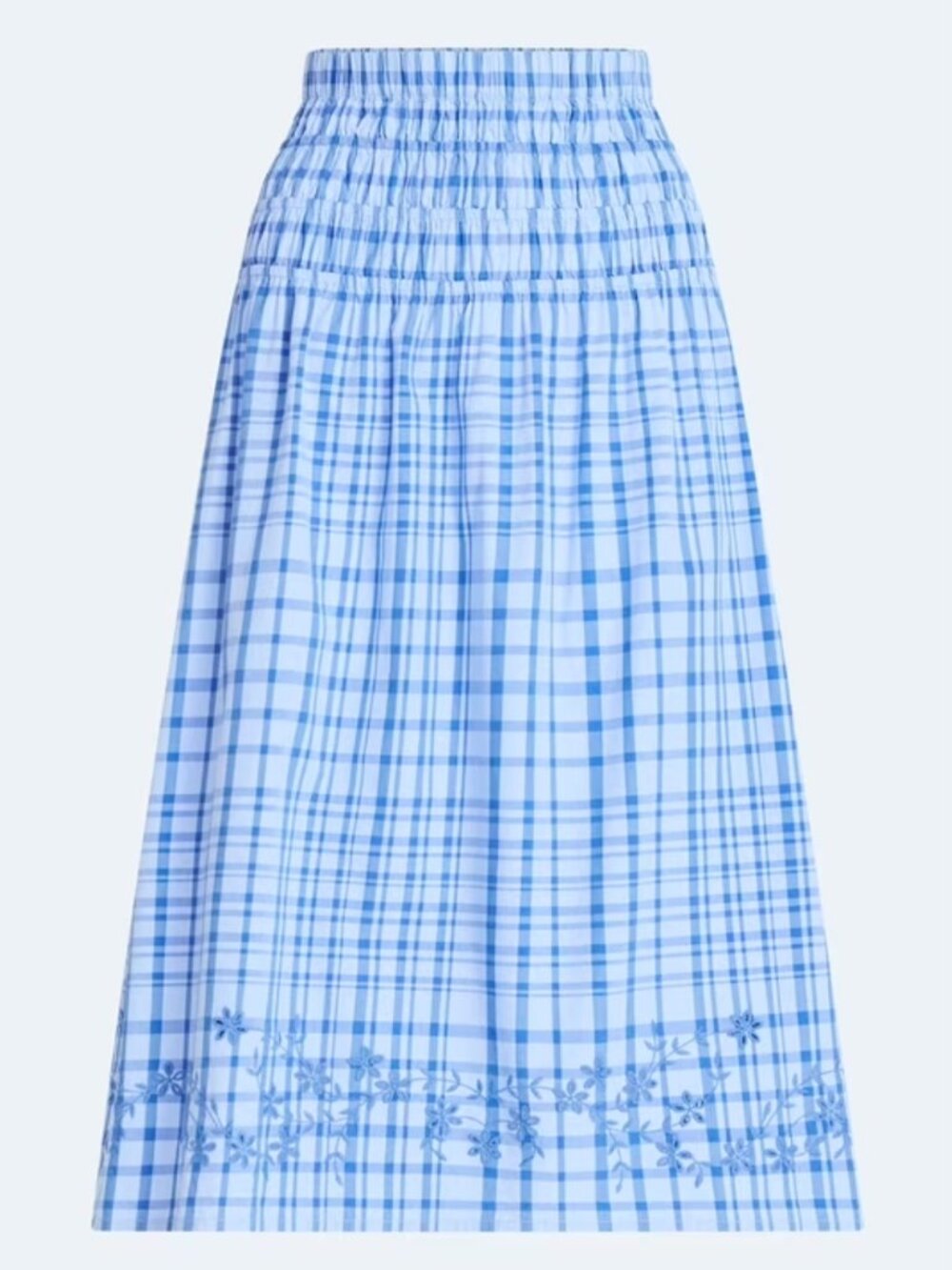 Free Assembly Women's Embroidered Cotton Maxi Skirt with Smocked Waist